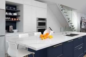 Contemporary Navy and White Kitchen Riverdale Toronto Home