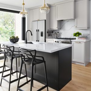 Transitional Black and White Kitchen Annex Toronto Home