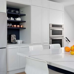 Contemporary Navy and White Kitchen Riverdale Toronto Home