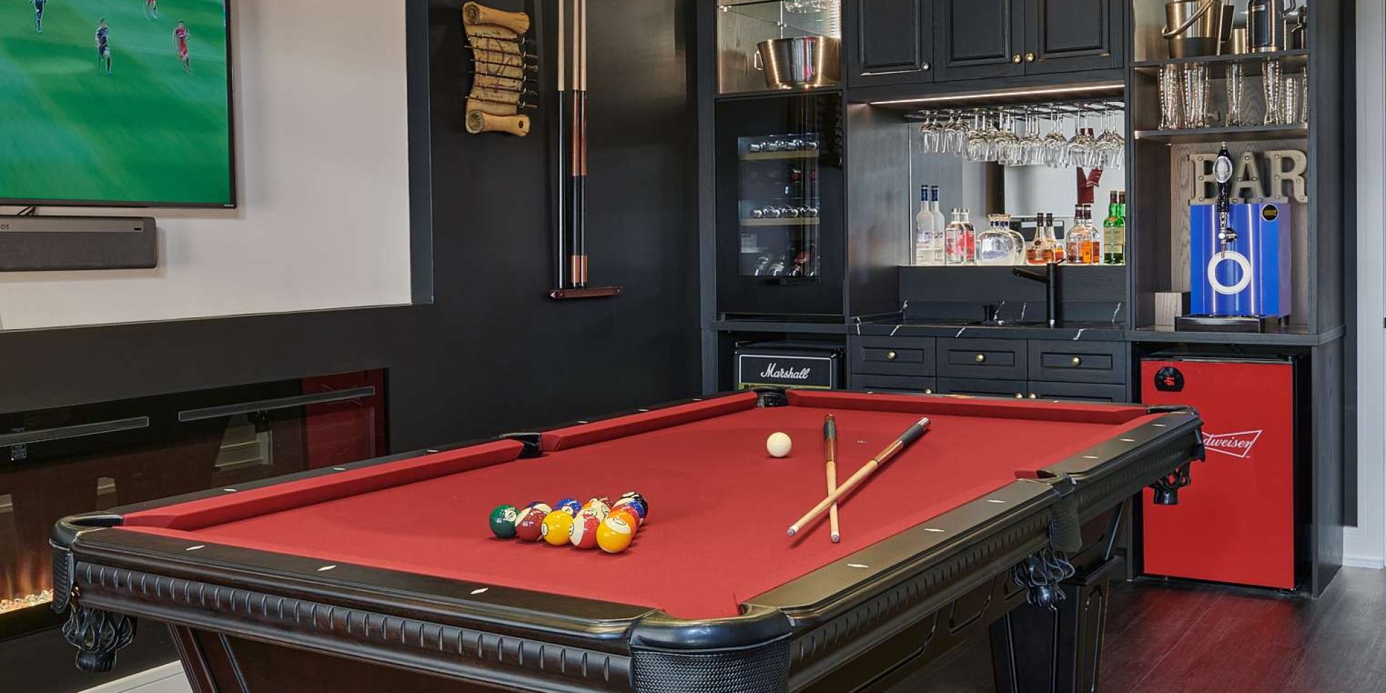 Wet bar contemporary kitchen and games room
