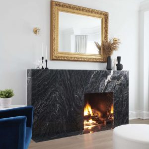 Contemporary fireplace design with decor